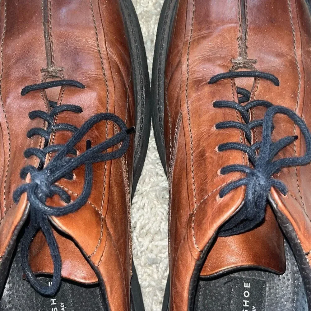 Brown Shoe Co Mens Shoes ITALY Made Genuine Leather Brown Lace Up Mens 12